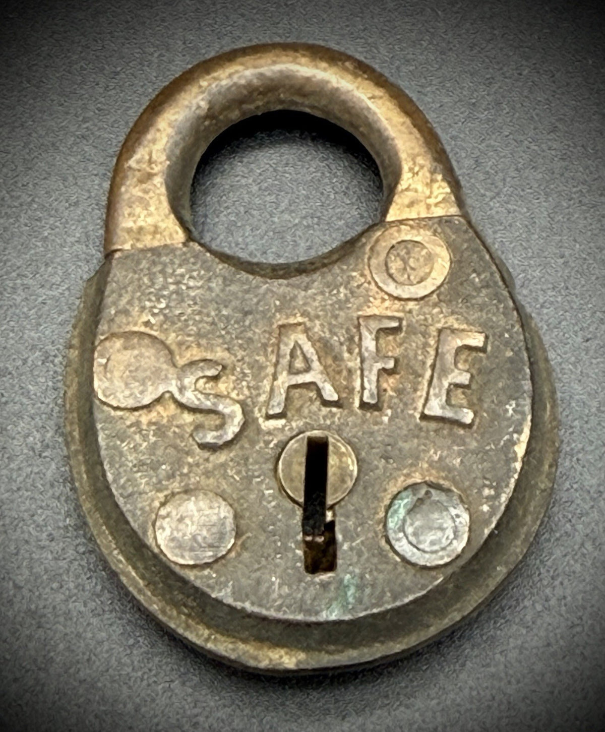 Vintage Antique "Safe" Cast Iron Brass Small Padlock Collectible Lock RARE