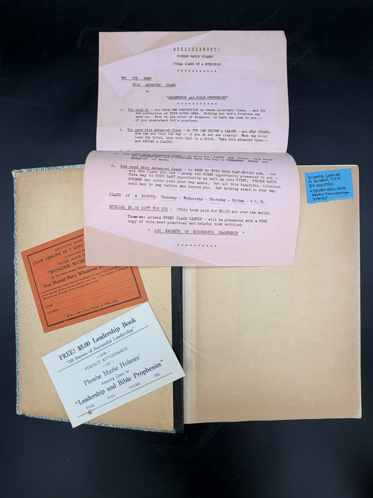 Signed 1941 Phoebe Marie Holmes 7 Keys to Prosperity Metaphysical Book