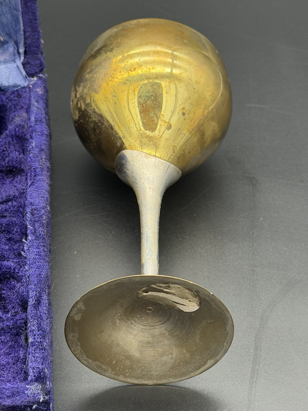 Vintage Alef Judaica Kiddush Jewish Religion Cup with Original Purple Velvet Box