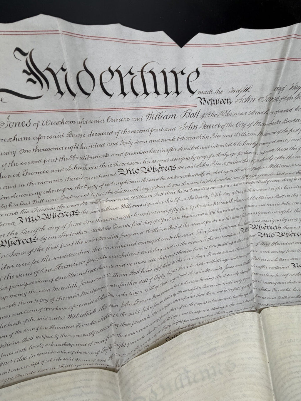 1860 Antique Vellum Mortgage Indenture – Denbighshire, Wales – Legal History
