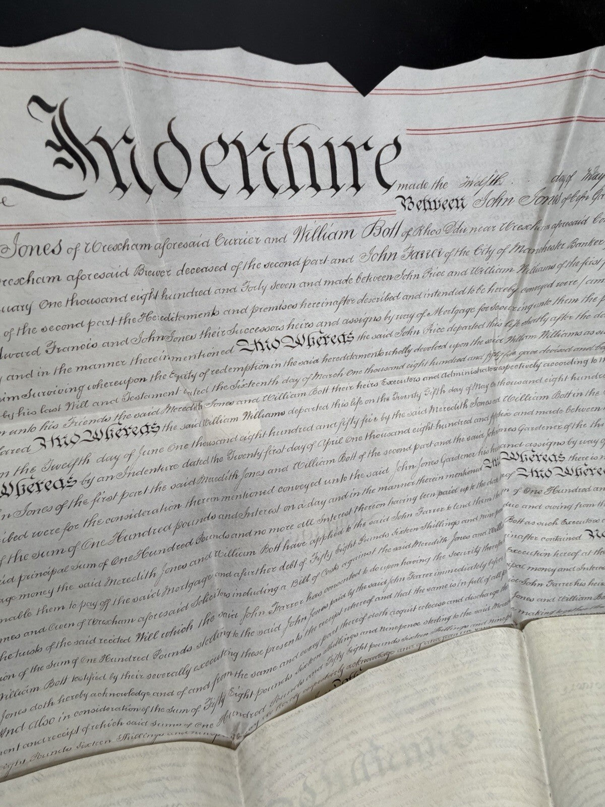 1860 Antique Vellum Mortgage Indenture – Denbighshire, Wales – Legal History