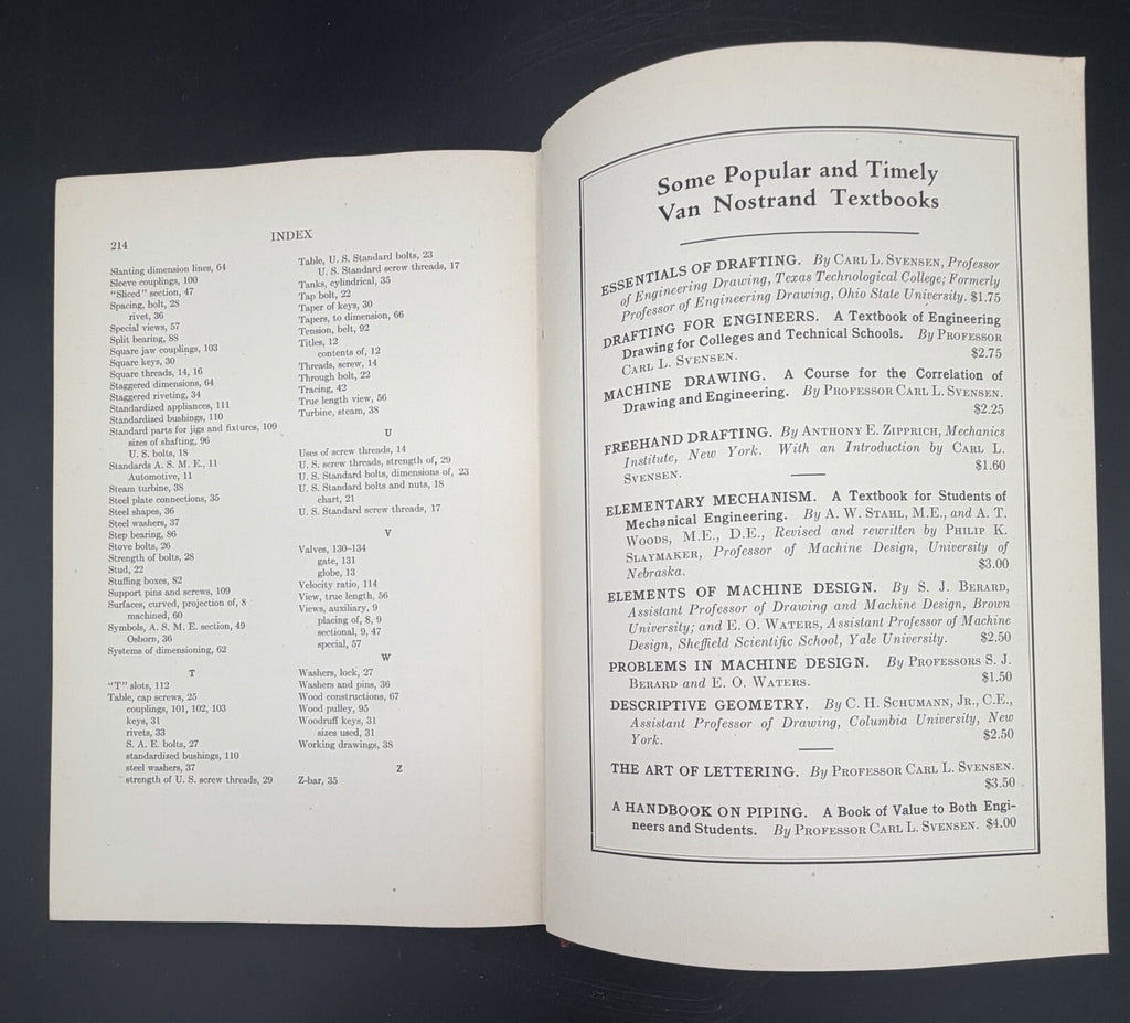 1927 Machine Drawing by Carl L. Svensen 4th Printing Technical Engineering Text