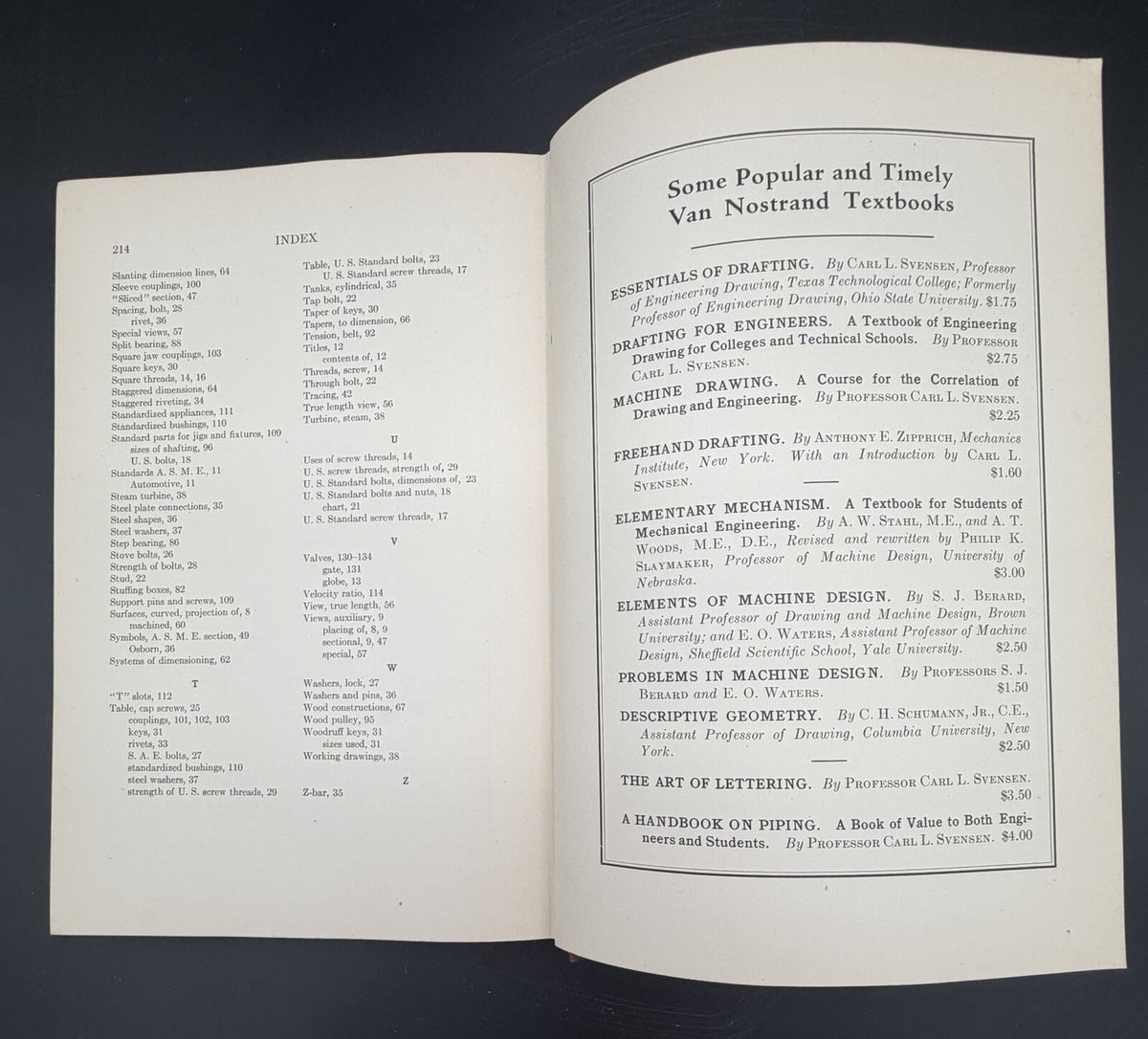 1927 Machine Drawing by Carl L. Svensen 4th Printing Technical Engineering Text