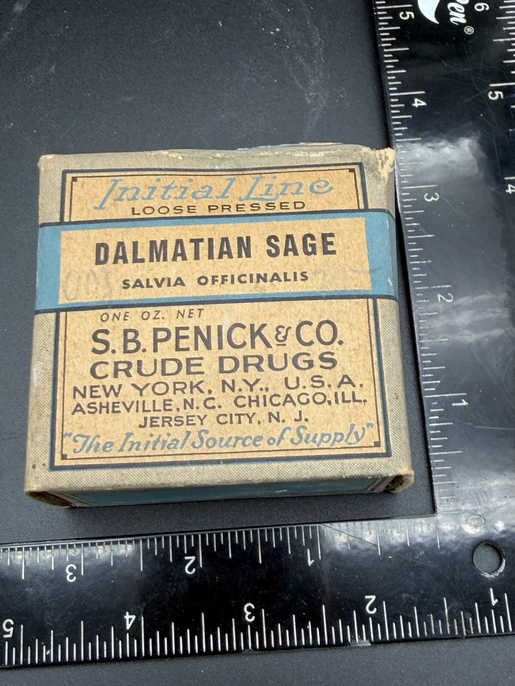 Vintage S.B. Penick Crude Drugs Dalmatian Sage Box NOS Apothecary Herbal