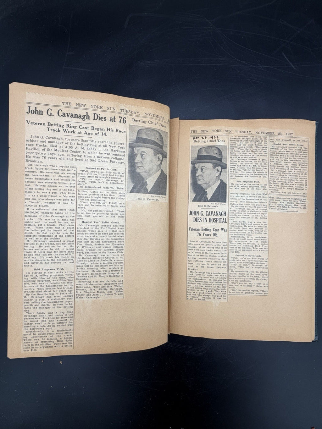 Vintage 1930s Horse Racing & Betting Scrapbook - John G Cavanagh NY Race Tracks