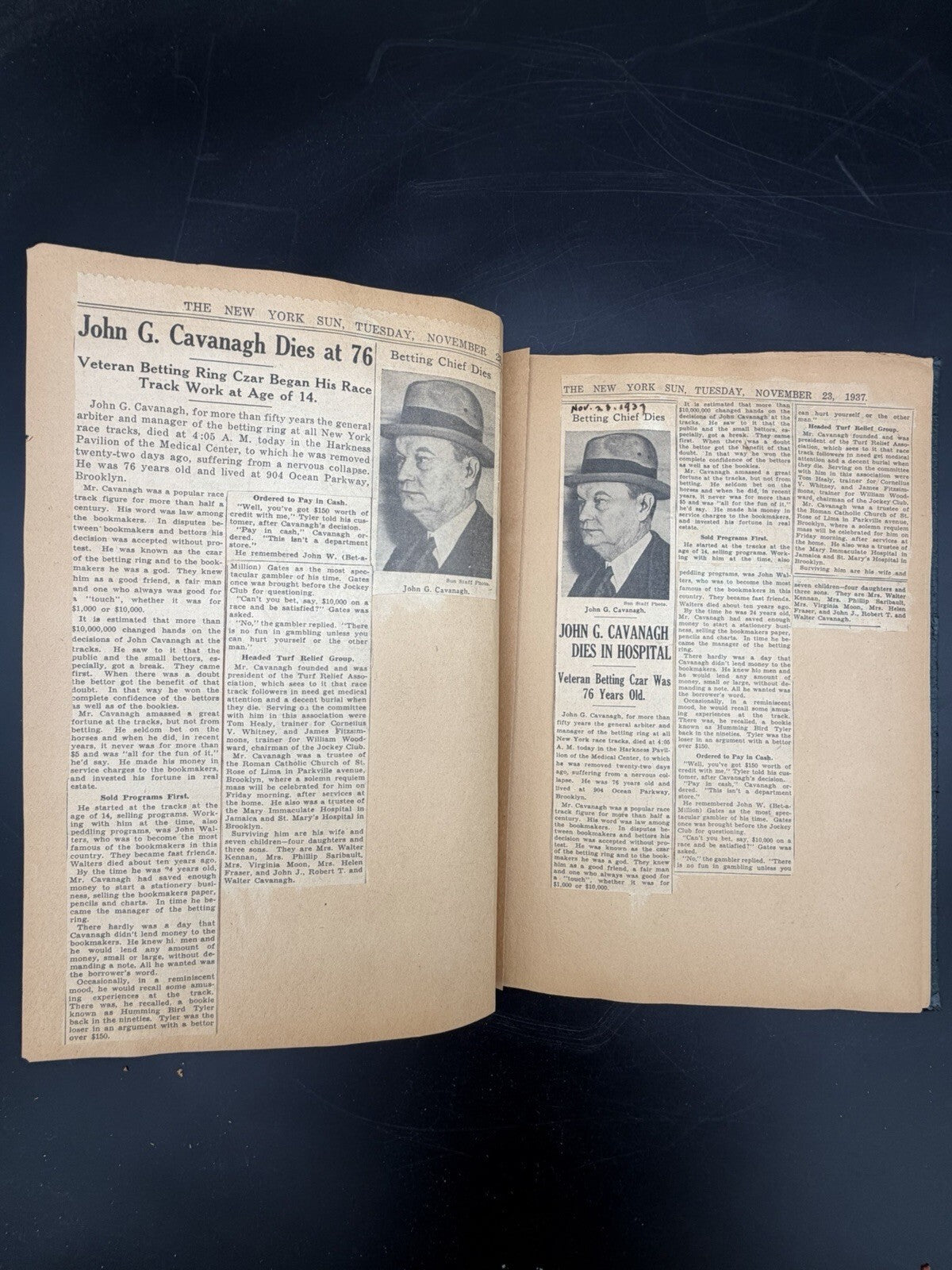 Vintage 1930s Horse Racing & Betting Scrapbook - John G Cavanagh NY Race Tracks