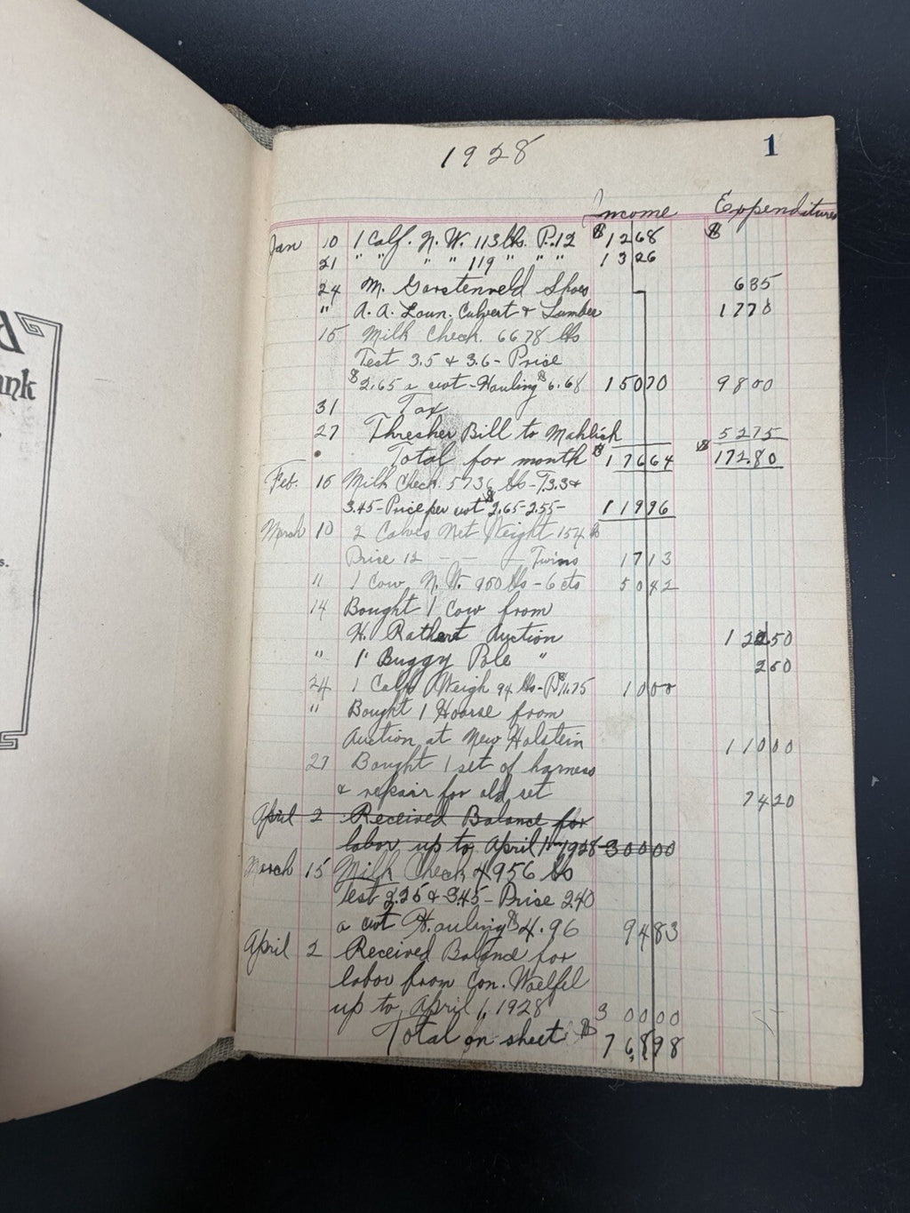 Antique Vintage Farm Handwritten Ledger Diary 1928-1951 Livestock Eggs Receipts