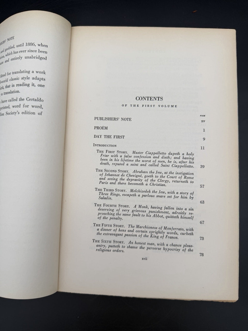 The Decameron, Boccaccio, Vol 1, 1928, J.P. Horn, AS-IS for Restoration