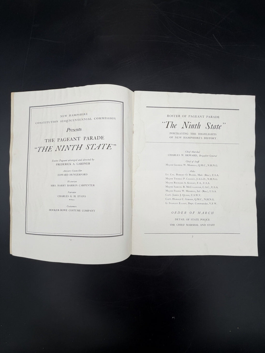 1938 New Hampshire Constitution Sesquicentennial Pageant Program The Ninth State