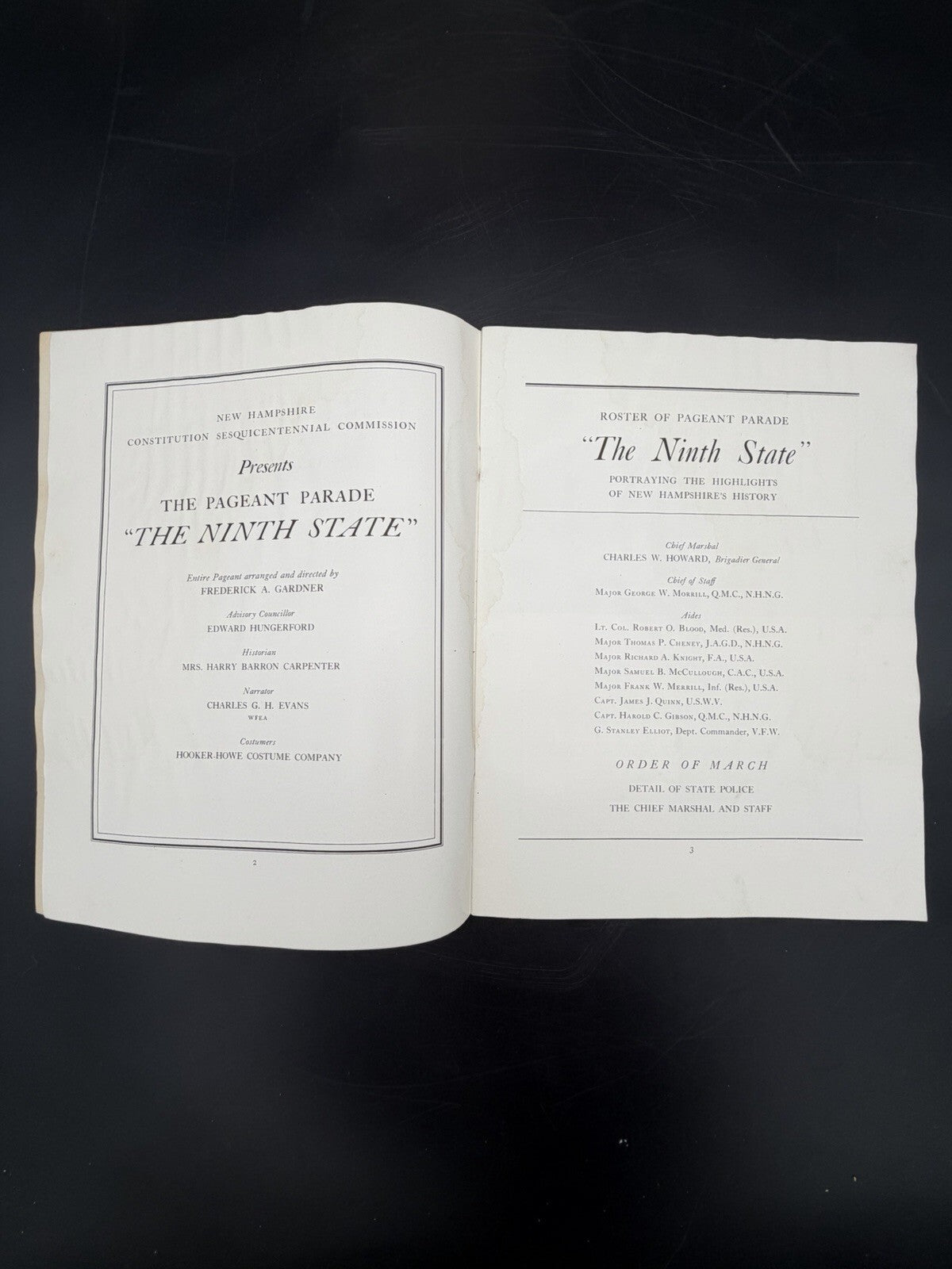 1938 New Hampshire Constitution Sesquicentennial Pageant Program The Ninth State