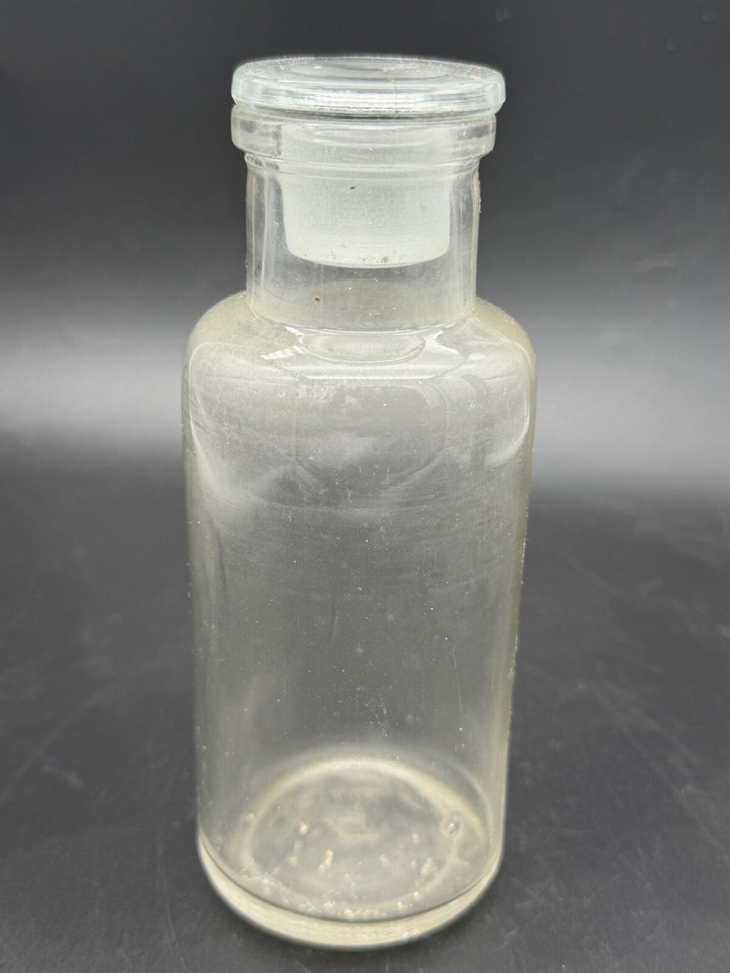 Antique Clear Glass Apothecary Jar Ground Stopper Pharmacy Bottle 504 Vintage