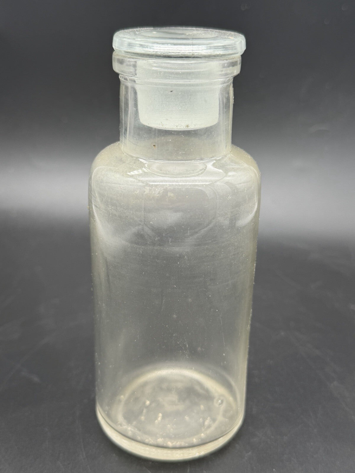 Antique Clear Glass Apothecary Jar Ground Stopper Pharmacy Bottle 504 Vintage