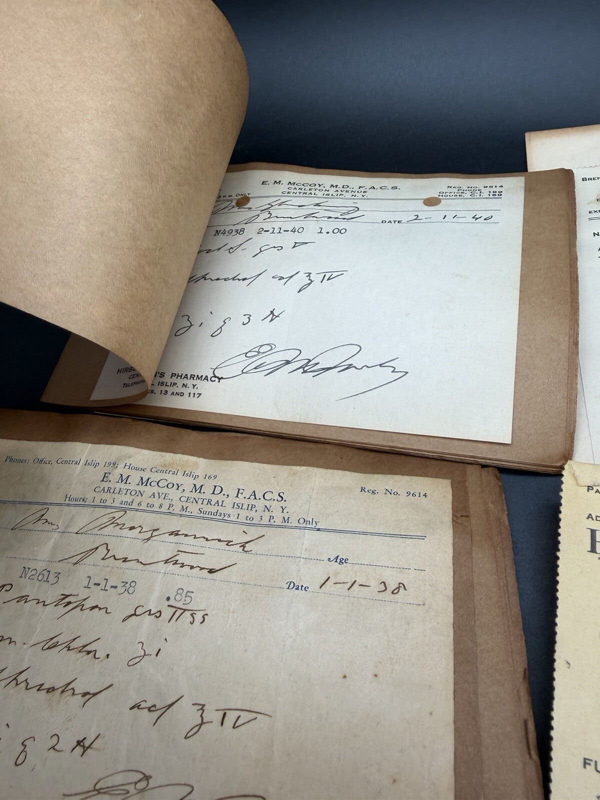 Lot Vintage 1930s-1940s Doctor Prescriptions Long Island NY Medical Ephemera Rx