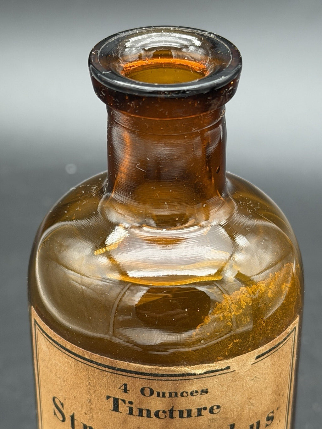 Antique Upjohn Tincture Strophanthus Poison Amber Bottle Pharmacy w Label Old