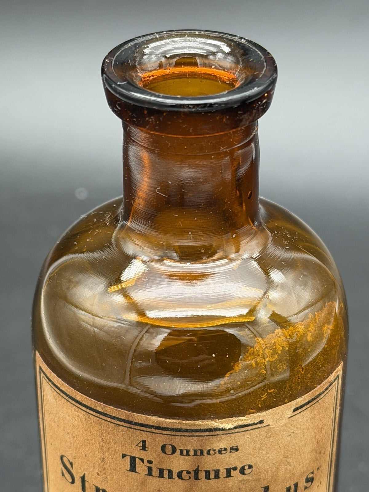 Antique Upjohn Tincture Strophanthus Poison Amber Bottle Pharmacy w Label Old