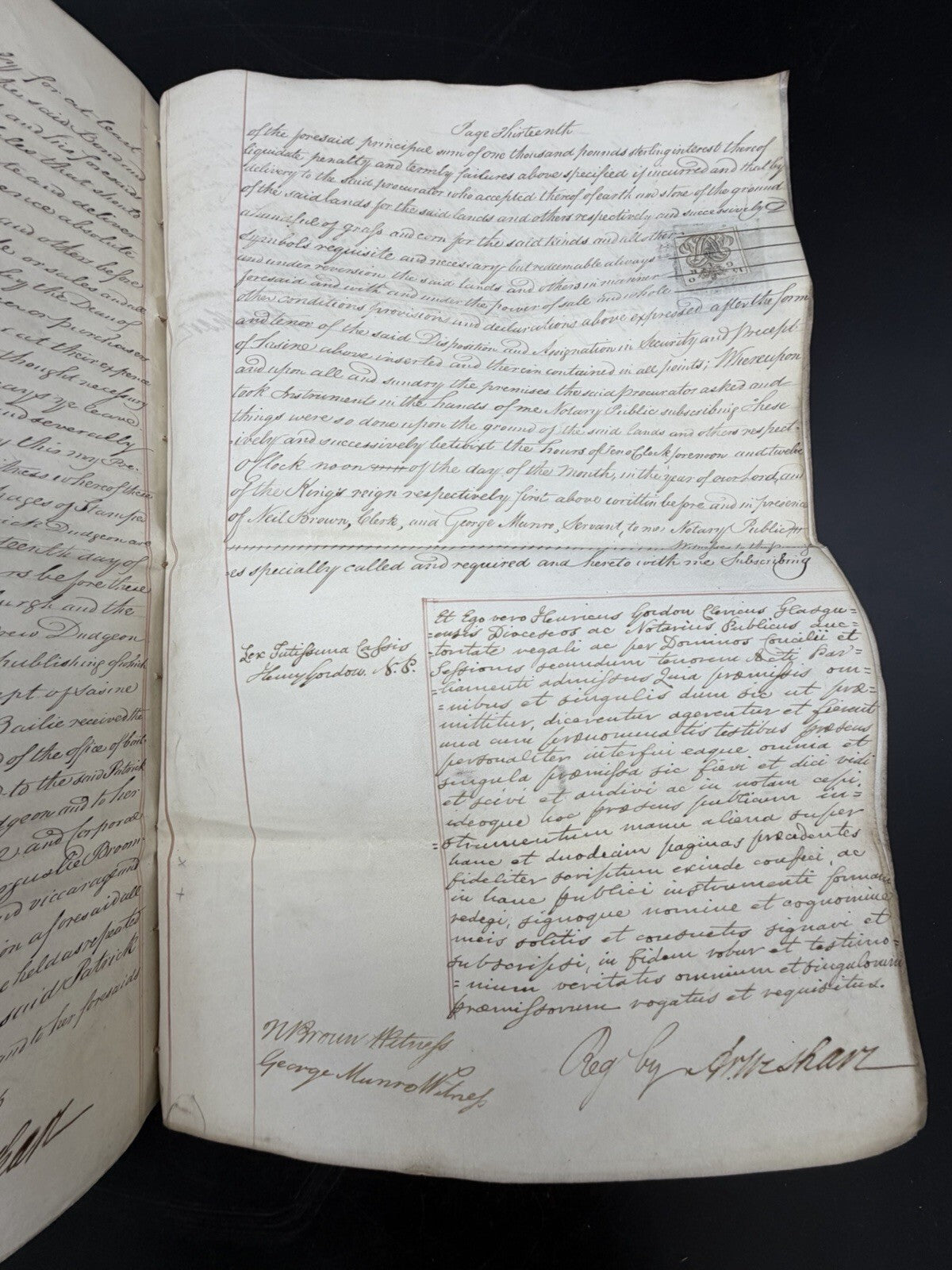 1826 Scottish Instrument of Sasine Vellum Legal Document Scotland Genealogy