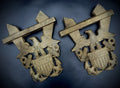 Pair Vintage Cast Brass US Navy Anchor Eagle Shield Wall Plaques 10" Crest