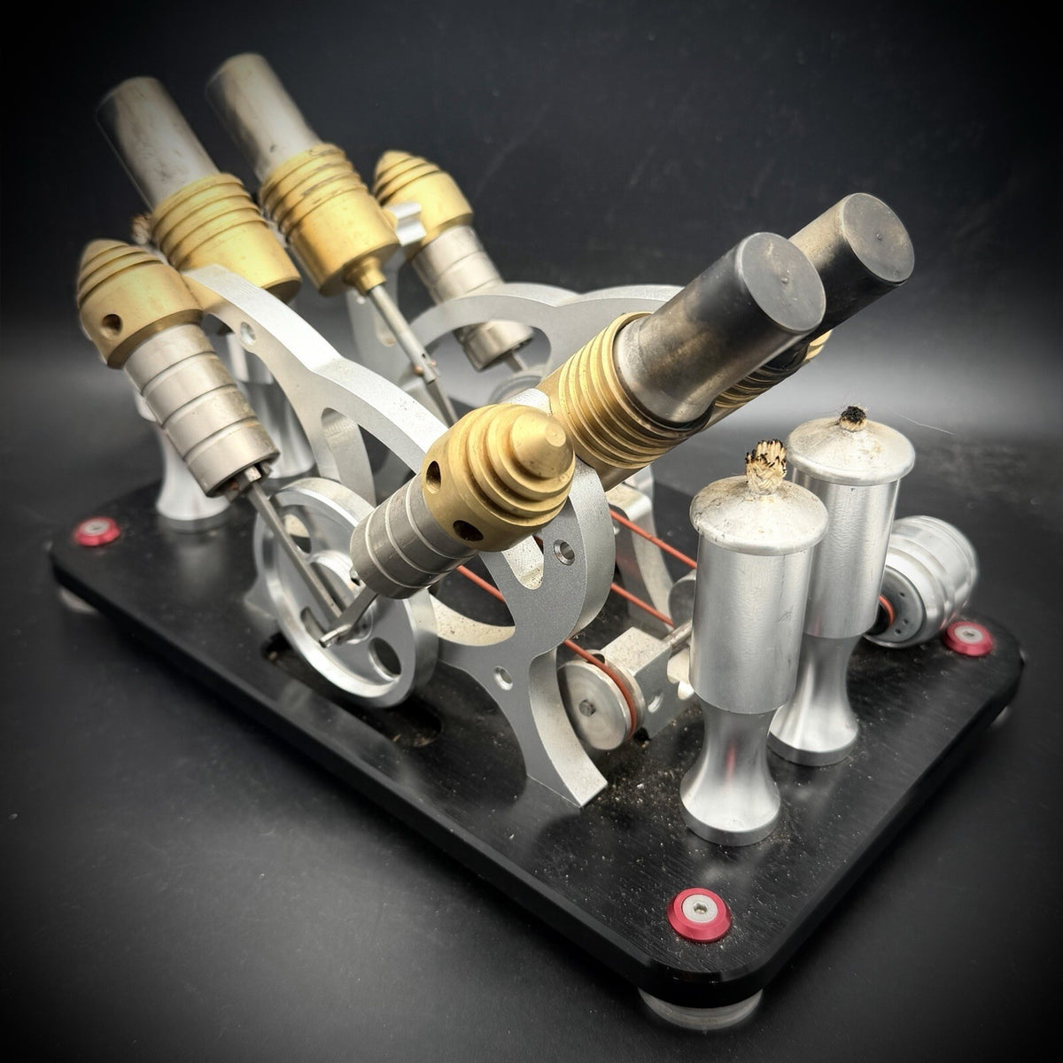 Twin Cylinder Vacuum Stirling Engine Model Flame Licker Hot Air Machine Metal