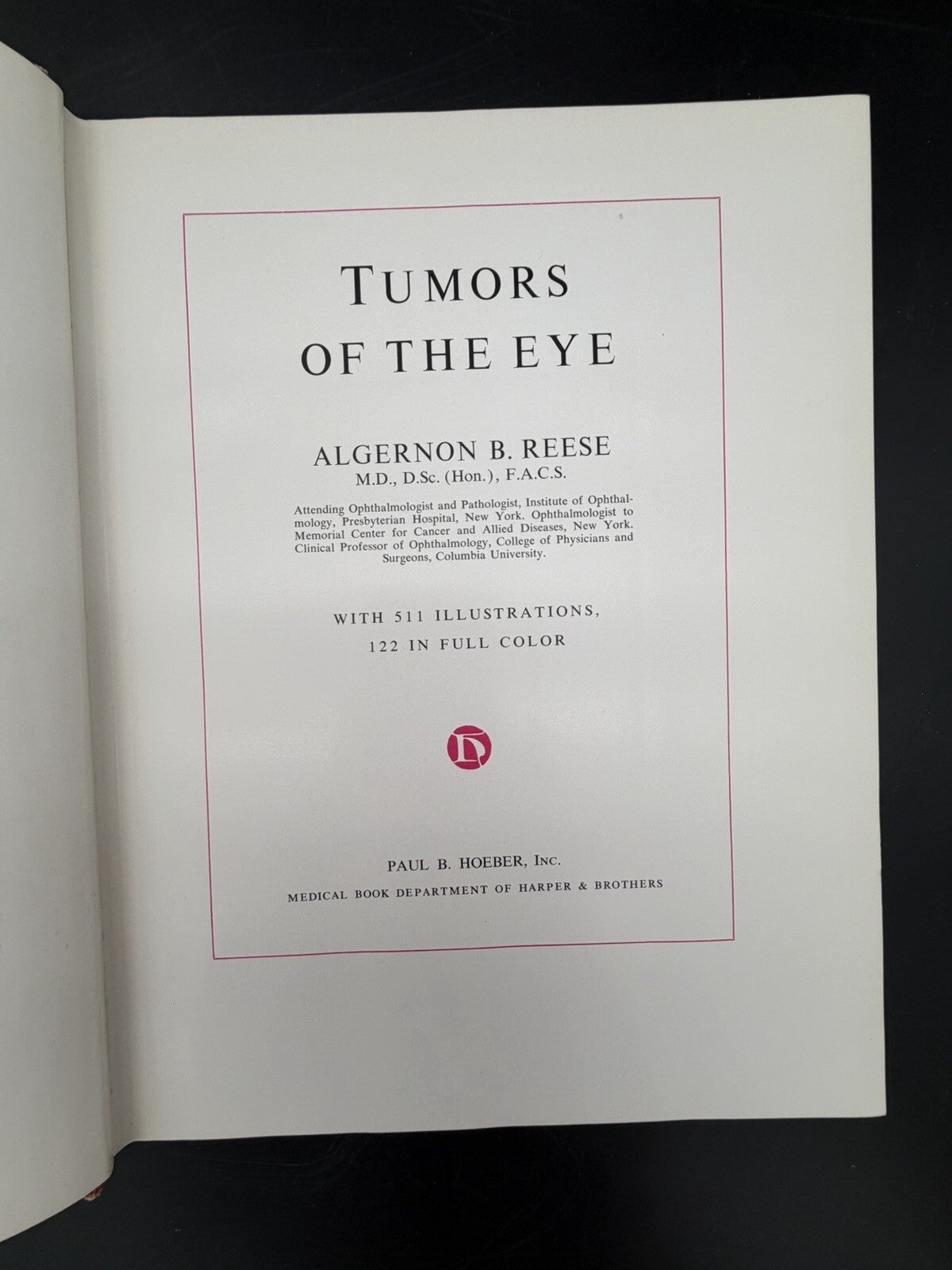 Vintage Book, 1951 Tumors of the Eye Algernon B Reese 1st Edition Dust Jacket Ephemera
