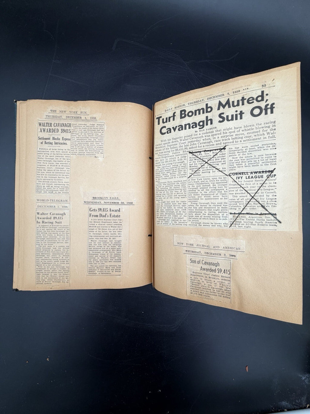 Vintage 1930s Horse Racing & Betting Scrapbook - John G Cavanagh NY Race Tracks