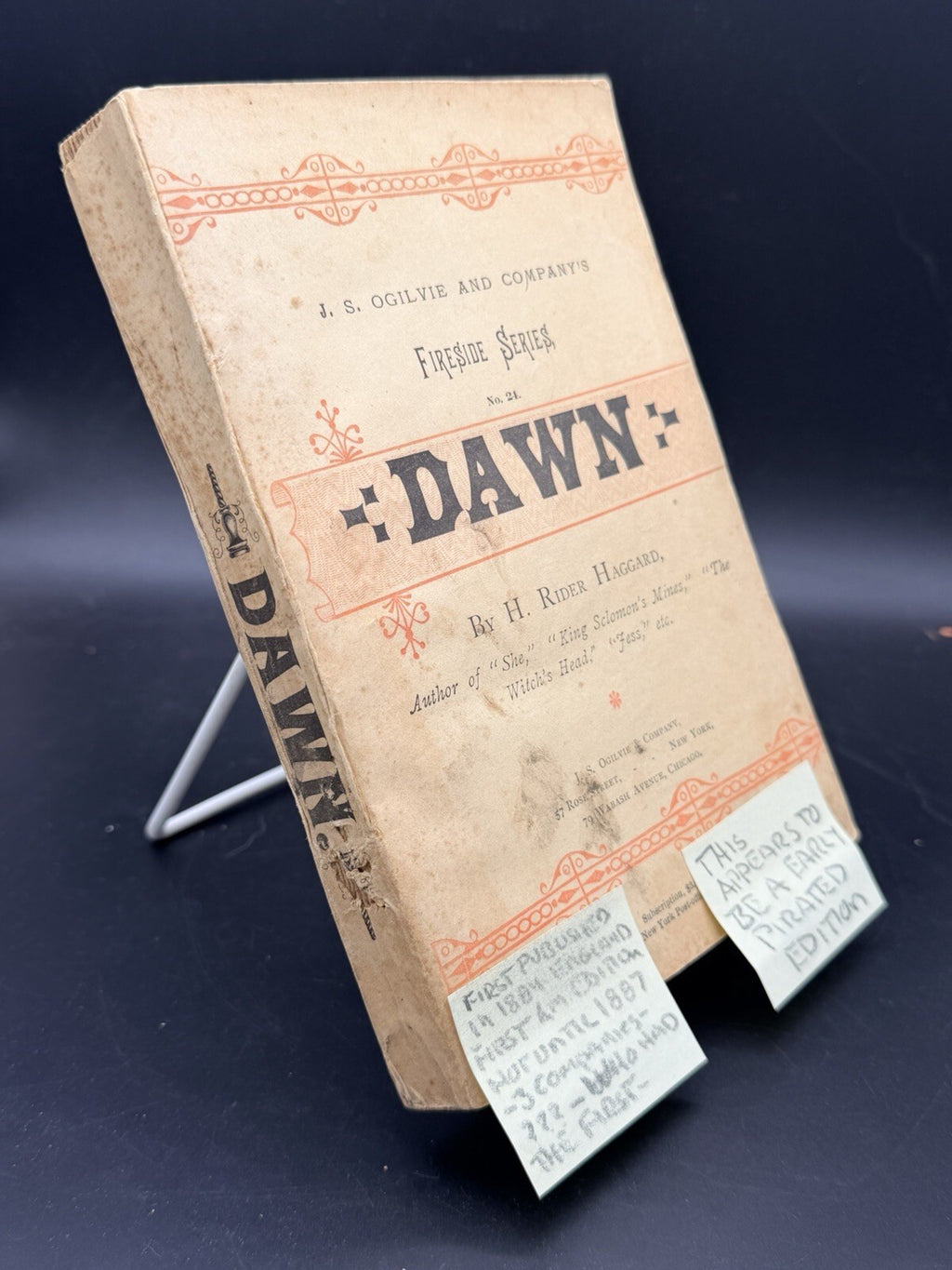 Vintage 1887 Dawn by H Rider Haggard J S Ogilvie Pirated Edition Rare