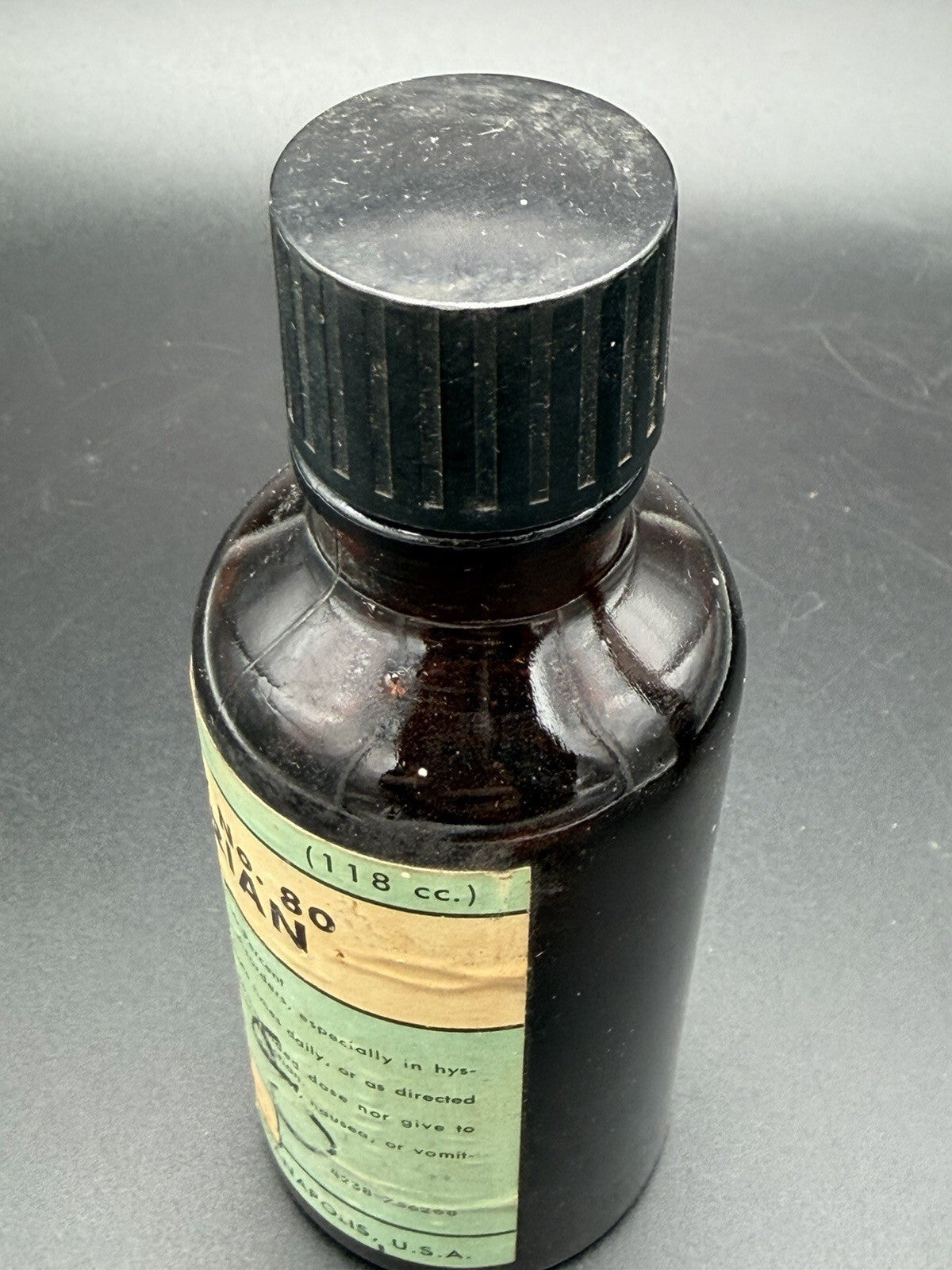 Antique Eli Lilly Tincture No 80 Valerian Amber Bottle Vtg 2/3 Full