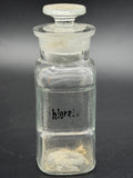 Antique Glass Apothecary Bottle Matching Ground Stopper Chlorate Label Vintage