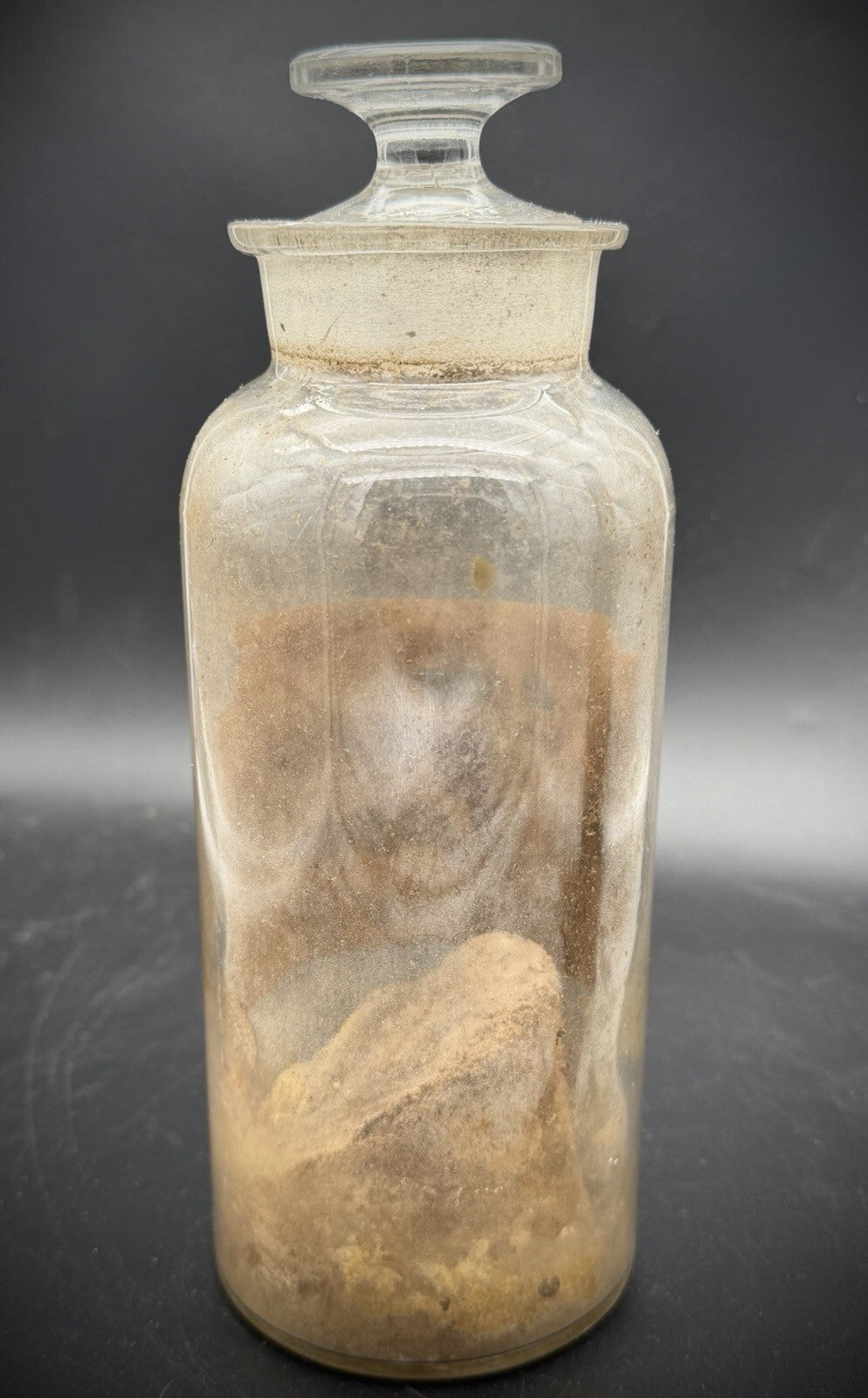 Antique Apothecary Jar Glass Stopper Paper Label Delphinium Pharmacy Bottle