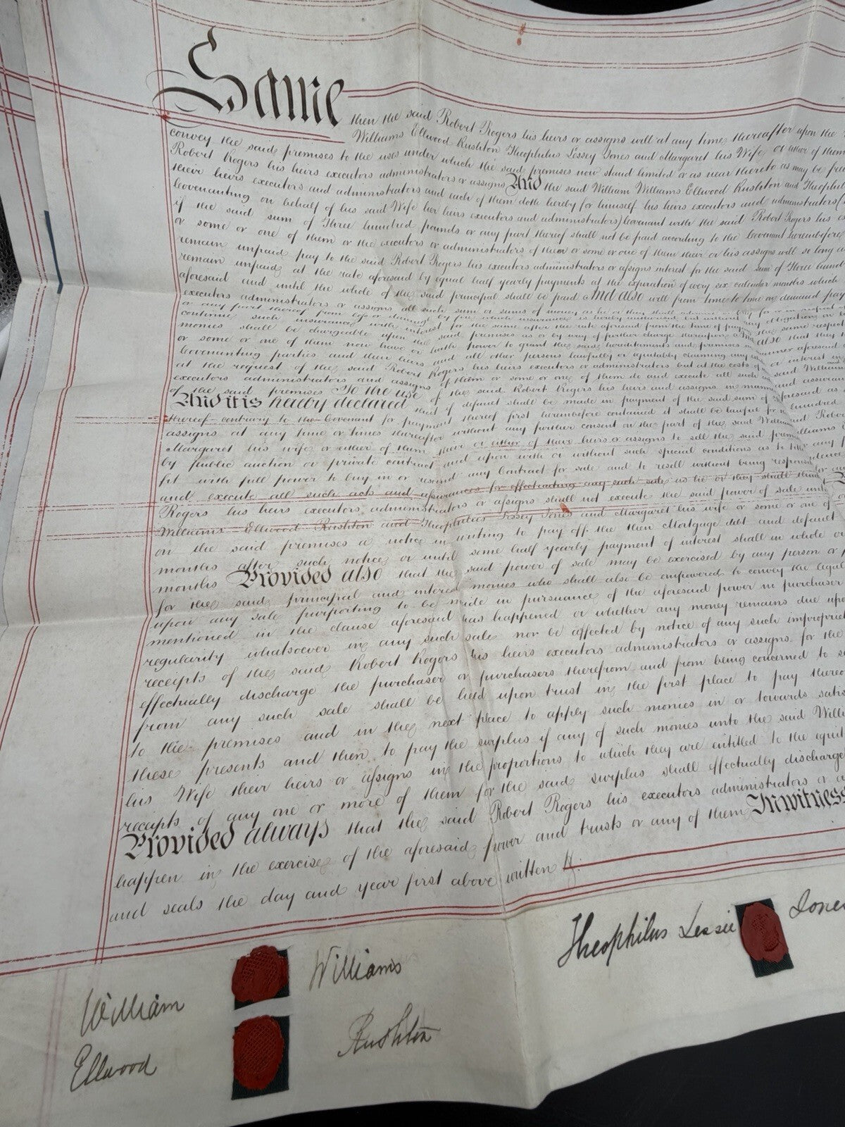 1871 Antique Vellum Mortgage Deed: Flintshire & Denbighshire, Wales (Signed)