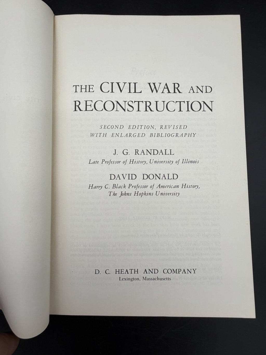 Vintage 1969 The Civil War And Reconstruction Second Edition Randall Donald HB