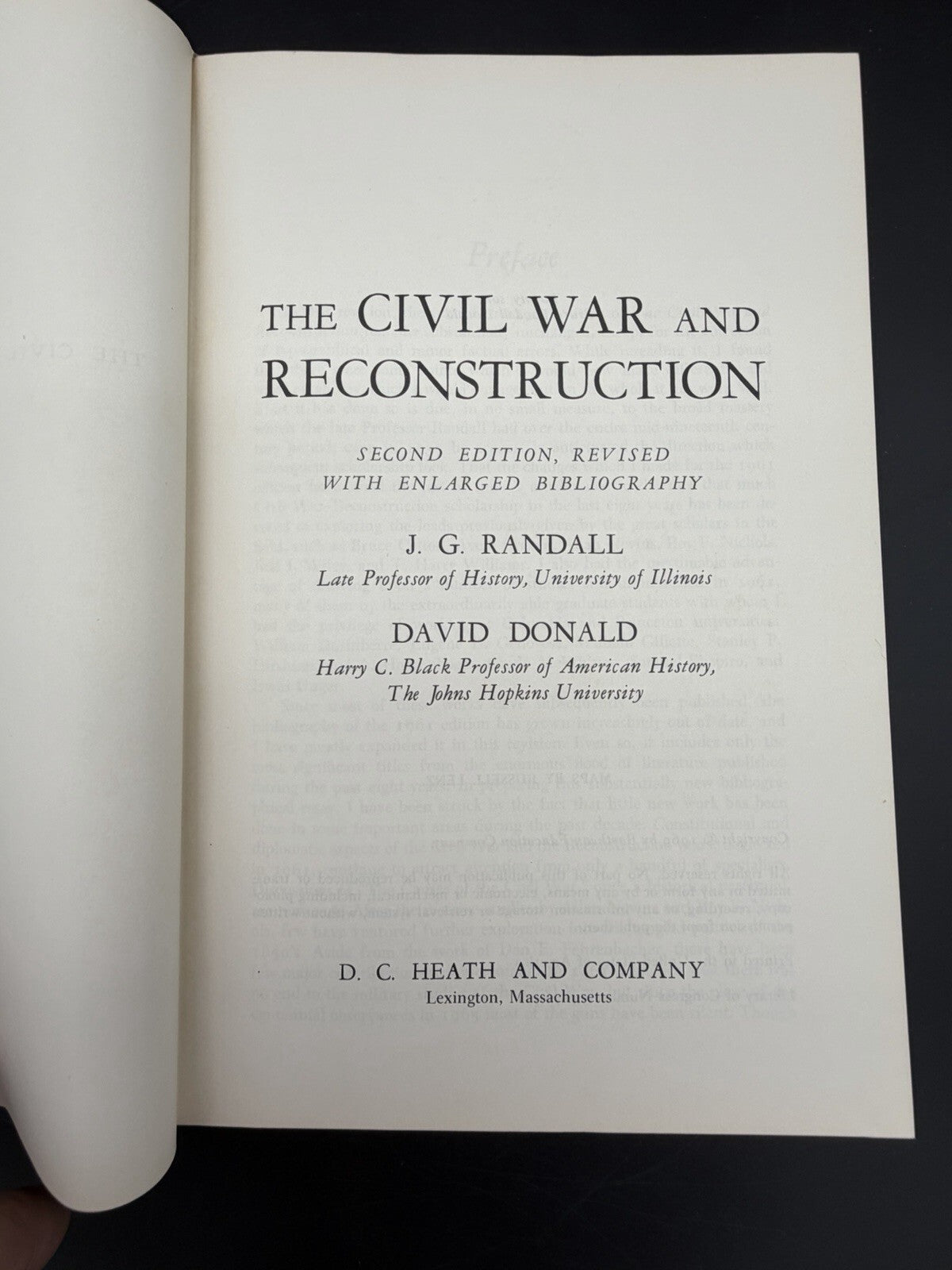 Vintage 1969 The Civil War And Reconstruction Second Edition Randall Donald HB