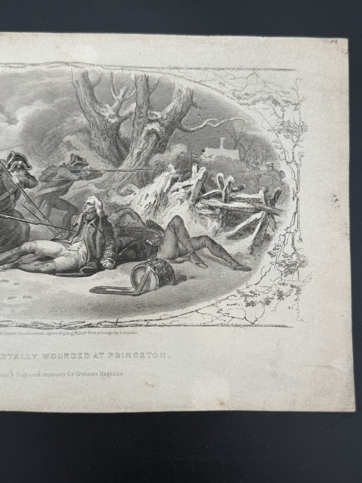Antique Mercer Mortally Wounded at Princeton Graham's Magazine Print