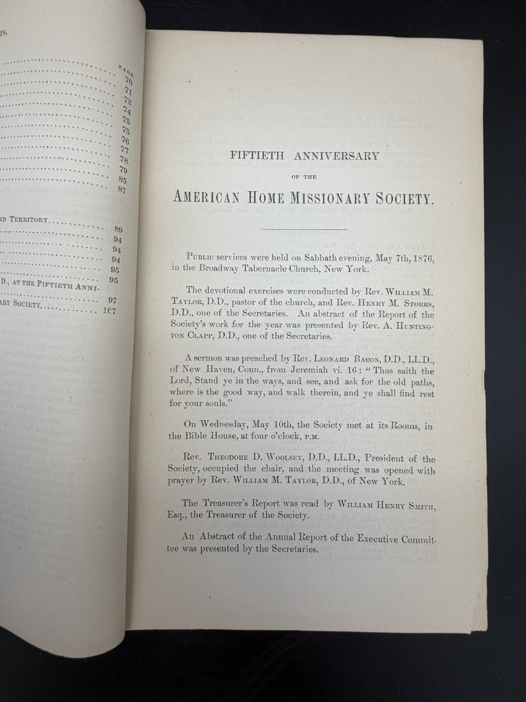 Antique 1876 Fiftieth Report American Home Missionary Society Booklet Ephemera