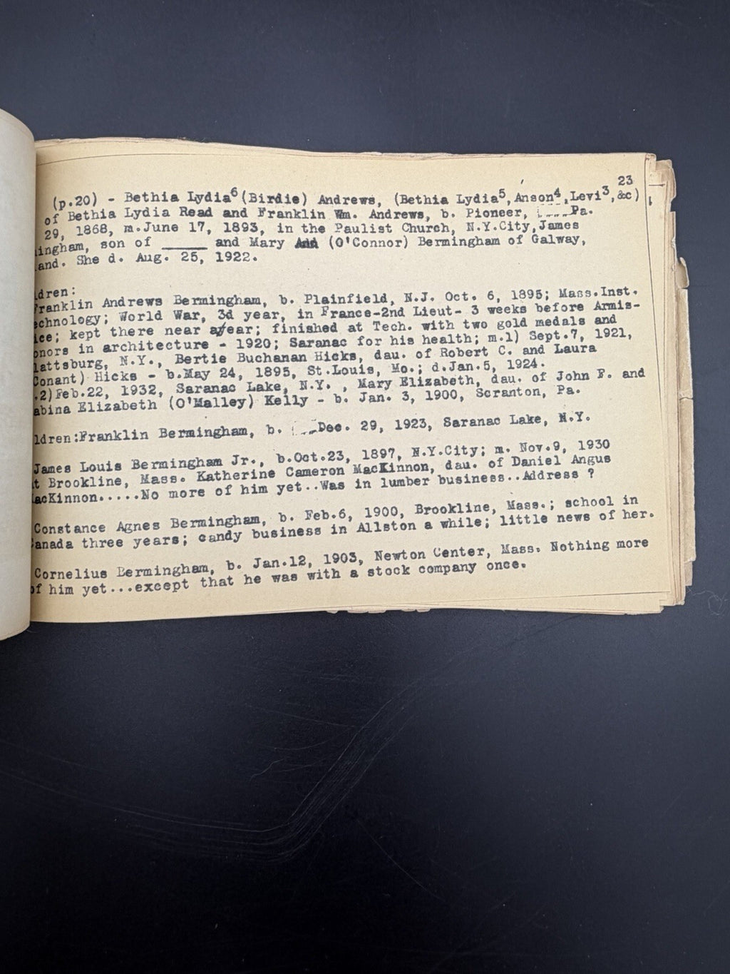 1932 Levi and Lucinda Read Ancestors and Descendants Family Genealogy Book