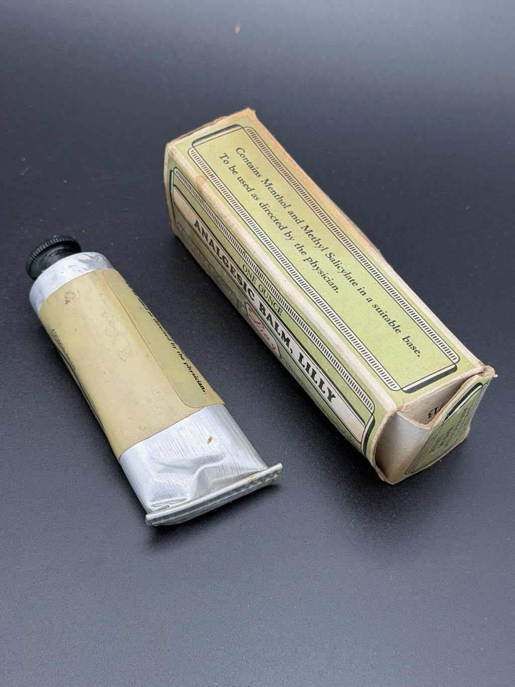Vintage Eli Lilly Analgesic Balm 1 Oz Ointment Tube with Original Box
