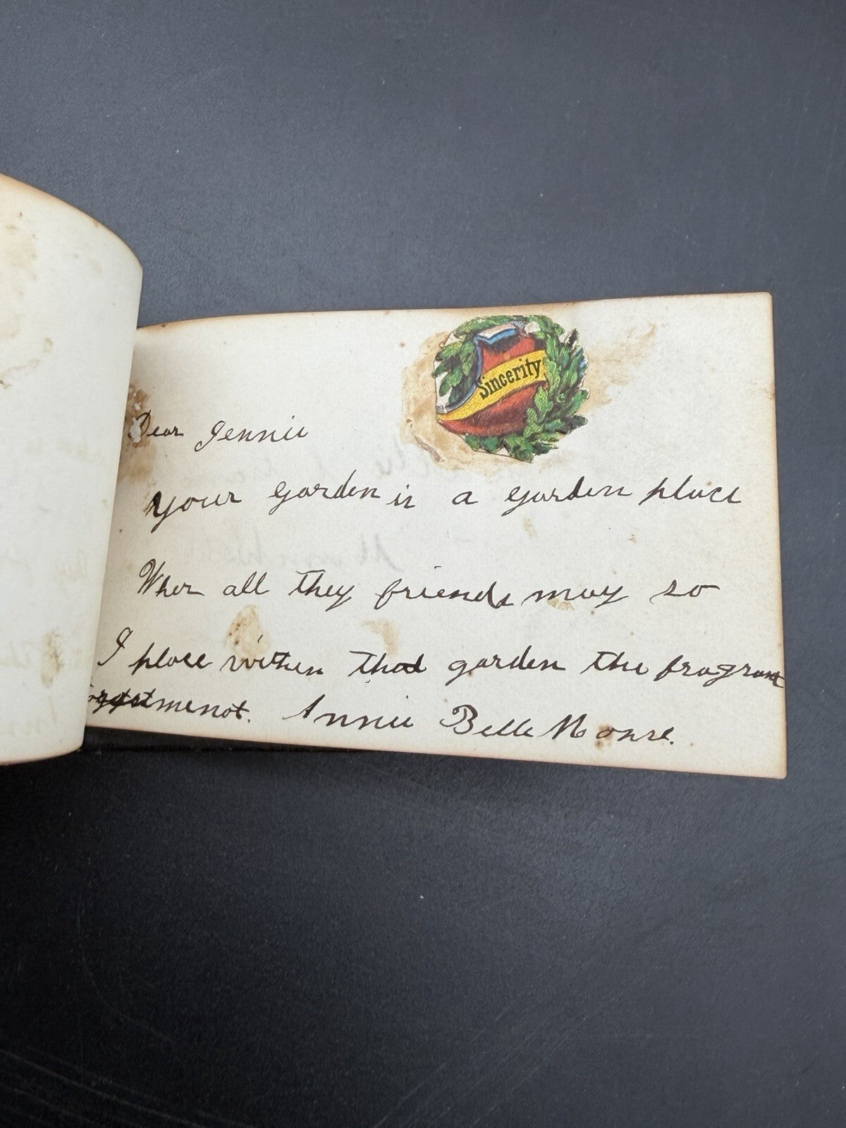 1875 Antique Miniature Autograph Book Manchester NH Victorian Era Ephemera