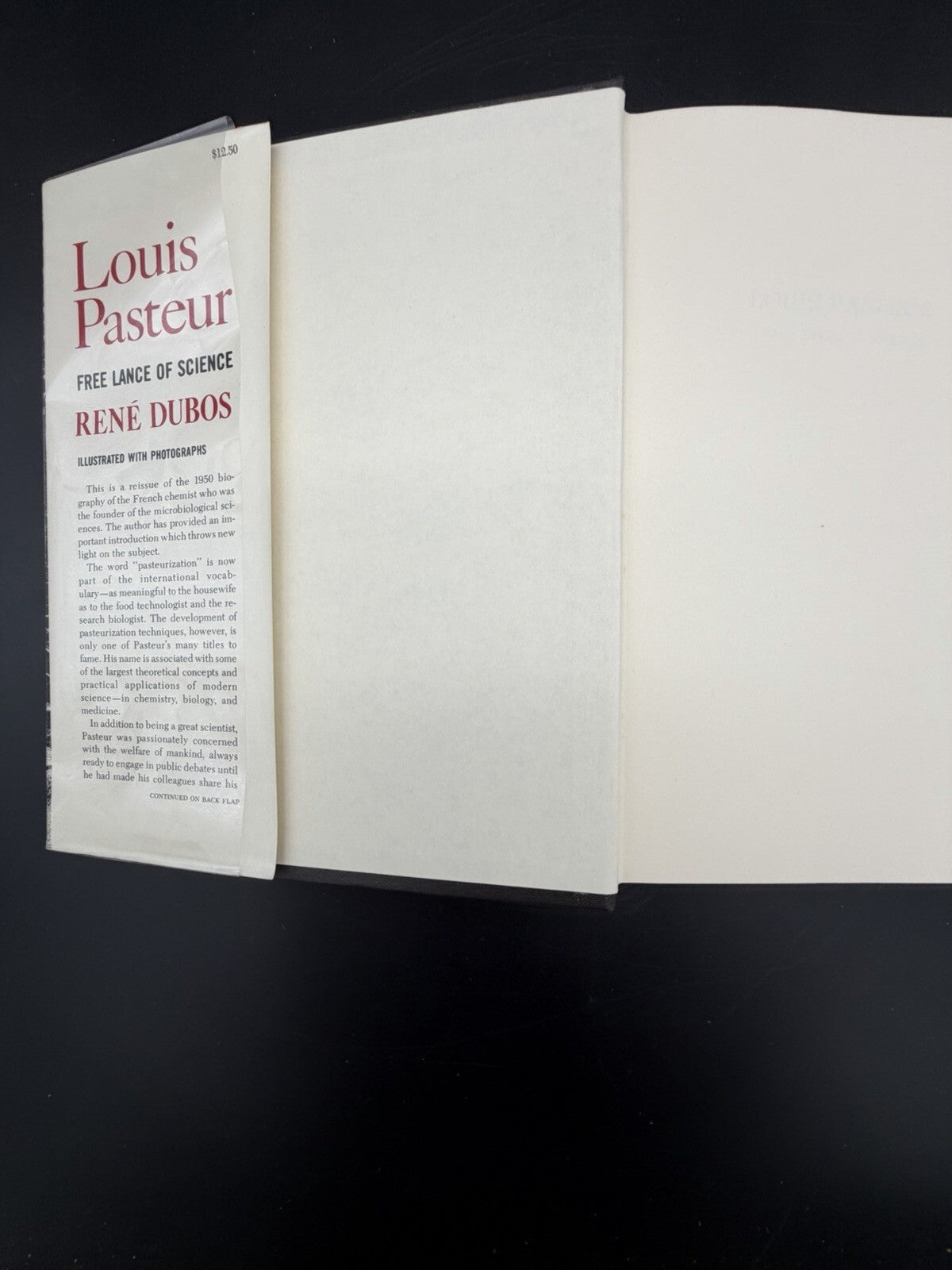 Vintage Book, Louis Pasteur Free Lance of Science 1976 Rene Dubos FINE Medical Science Book