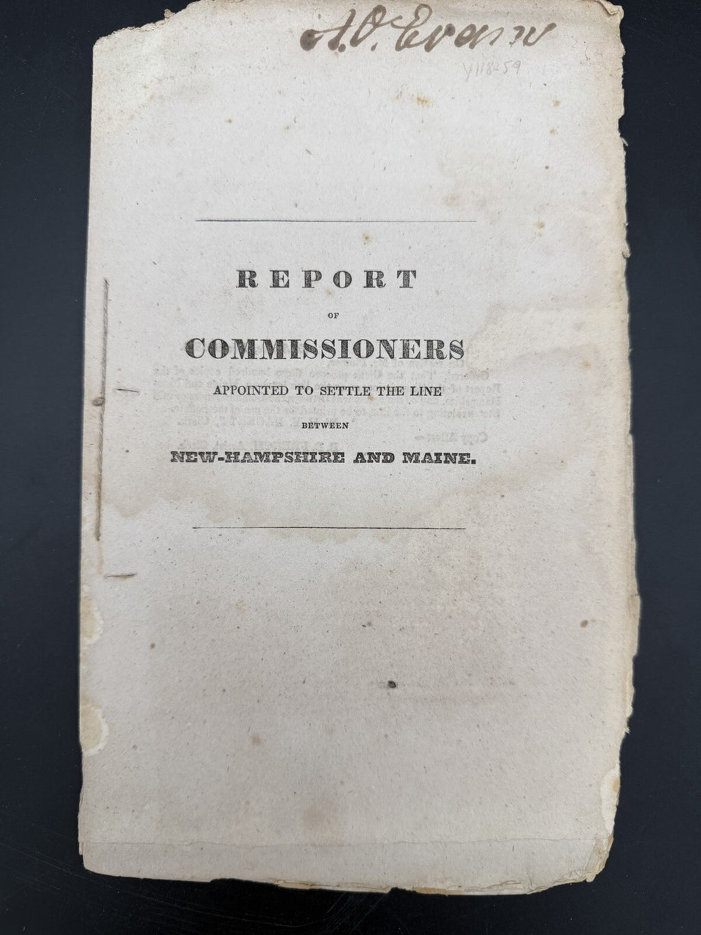 1828 Report of Commissioners: New Hampshire & Maine Boundary Survey - Uncut RARE