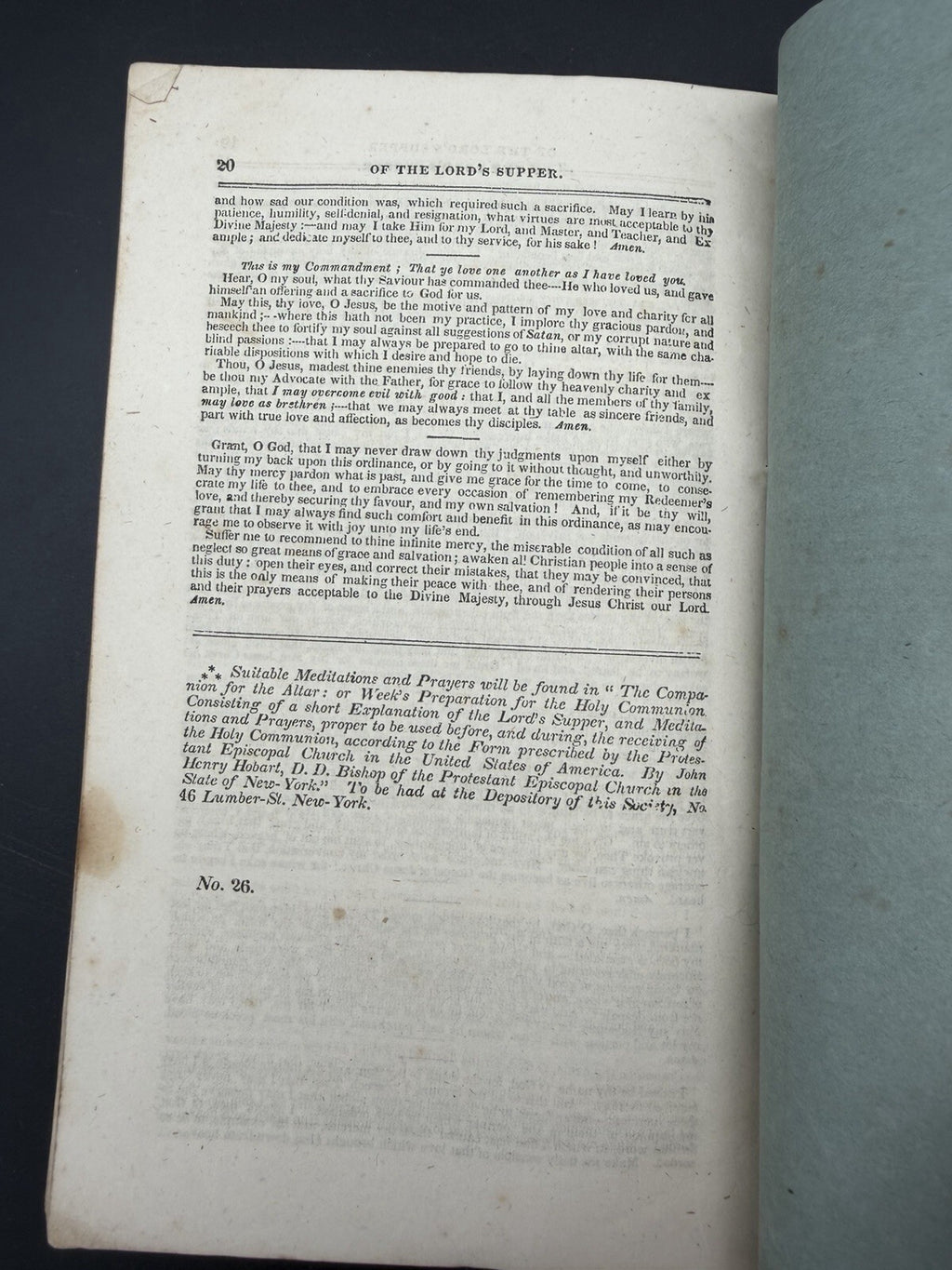 Antique 1810s-Era Protestant Episcopal Tract Society Booklet - Lord's Supper