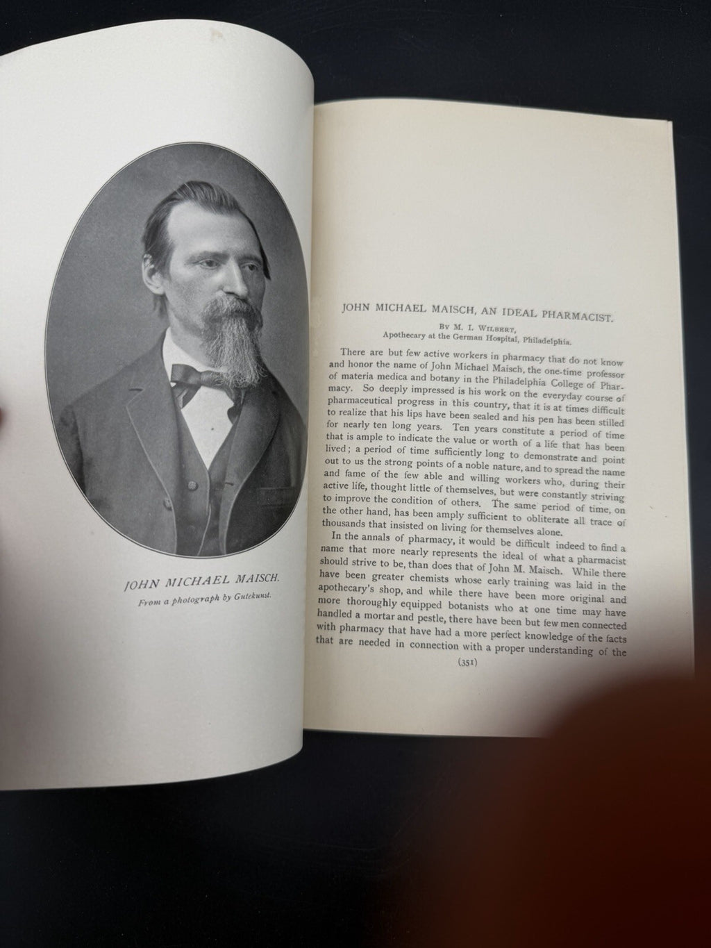 1903 John Michael Maisch An Ideal Pharmacist M I Wilbert Pamphlet Offprint Bio