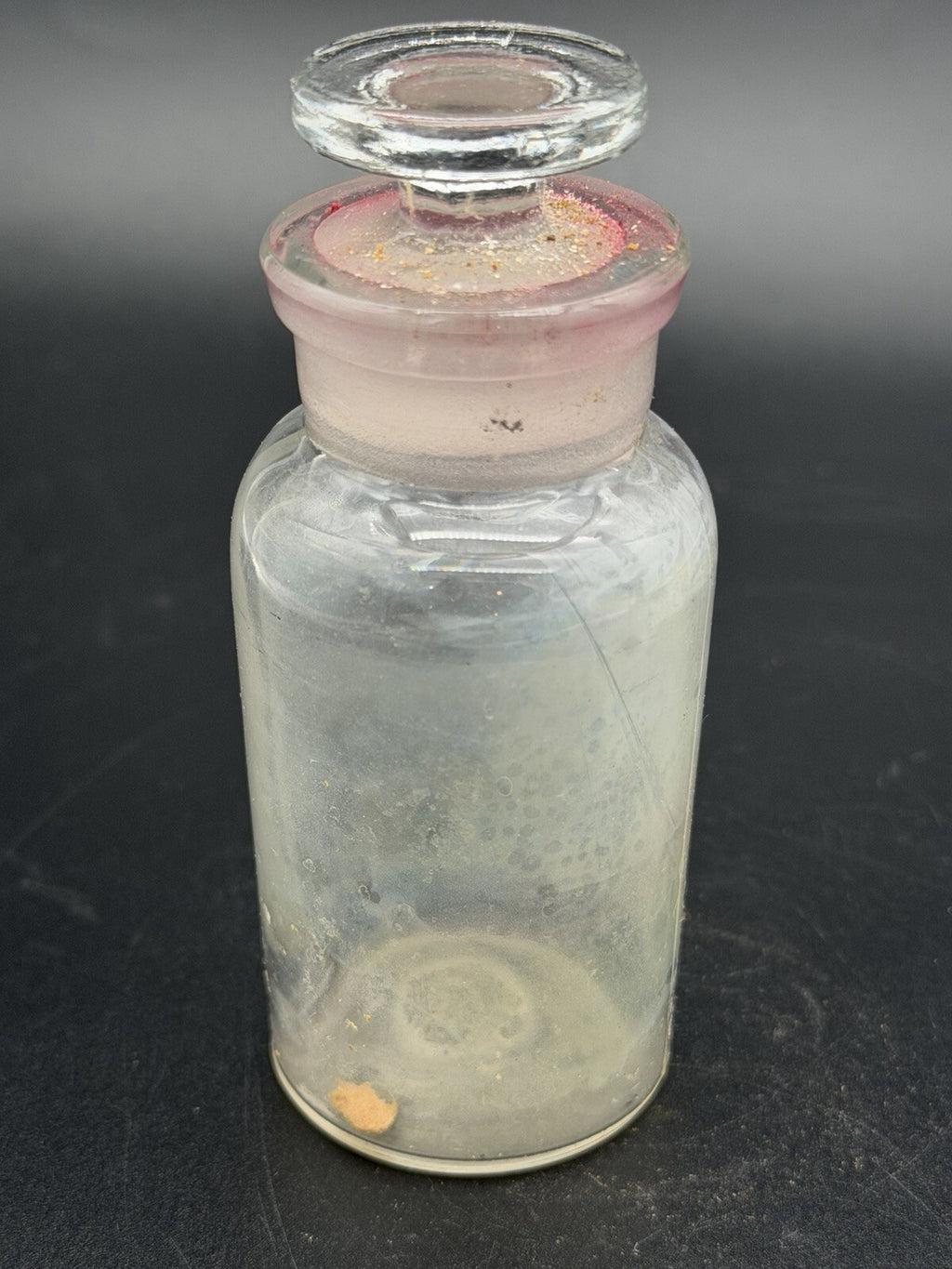 Antique Clear Glass Apothecary Shelf Bottle W/ Ground Glass Stopper Vintage
