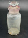 Antique Clear Glass Apothecary Shelf Bottle W/ Ground Glass Stopper Vintage