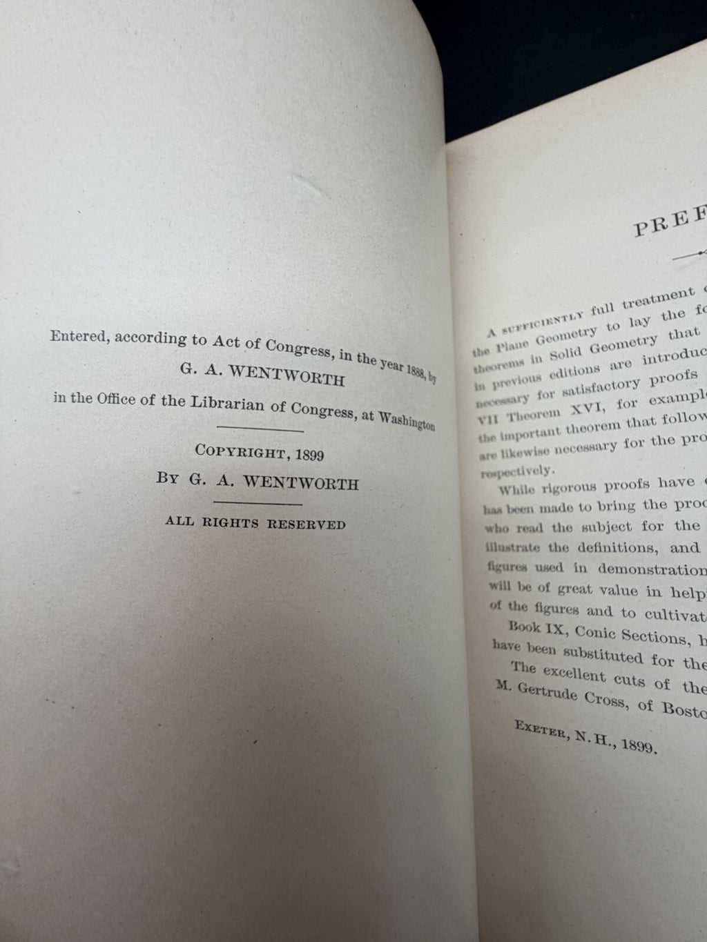 1899 Solid Geometry by G.A. Wentworth Revised Edition Ginn & Company VGC to FINE